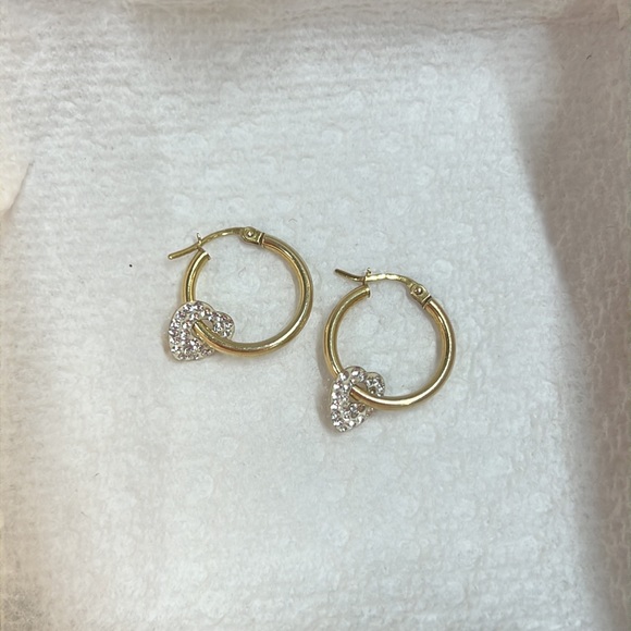 .925 sterling silver hoop earrings hearts. - Picture 1 of 3